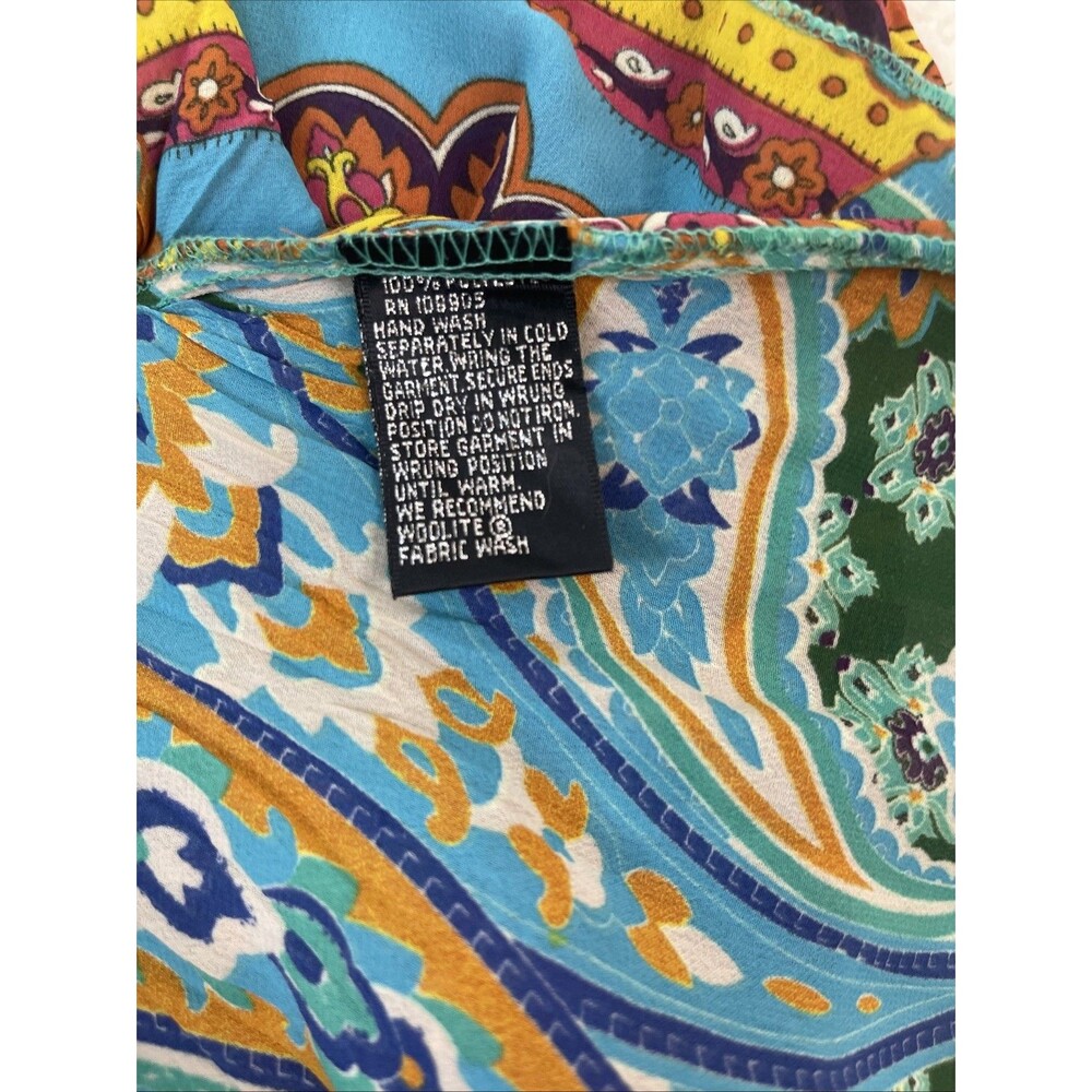 Essentials by Milano Boho Paisley Peplum Top Multicolor Long Sleeve Size M - Picture 5 of 5